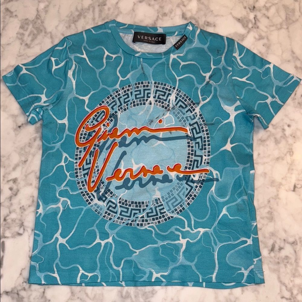 NWOT Versace Kids Aqua Graphic Tee 4A